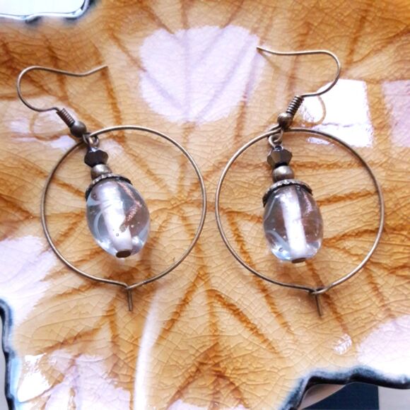 Artisan earrings  512# dangle earrings Victorian earrings Letter in a bottle gl - Picture 3 of 4